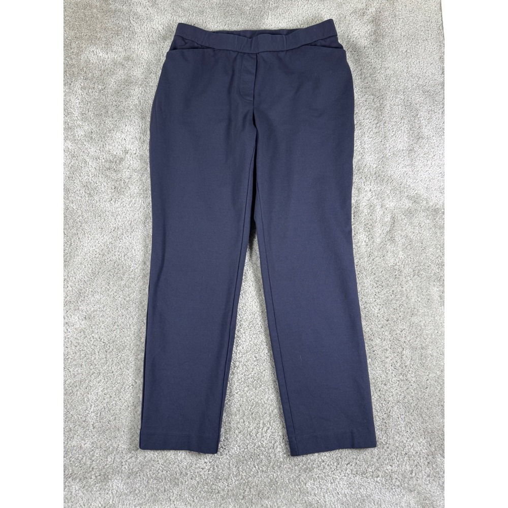J. Jill Ponte Slim Leg Pants Navy Blue Pull On Stretch Trousers Petite S 2589